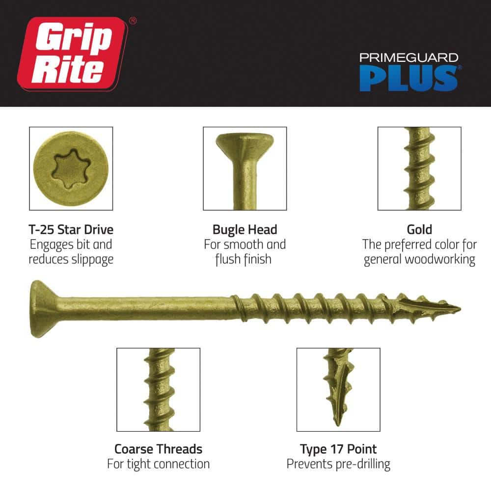 Grip-Rite #8 x 1-5/8 in. Star Drive Bugle Head Coarse Thread Coated Deck Screws 67 per Box