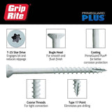 Grip-Rite #8 x 1-5/8 in. Star Drive Bugle Head Coarse Thread Coated Deck Screws 67 per Box