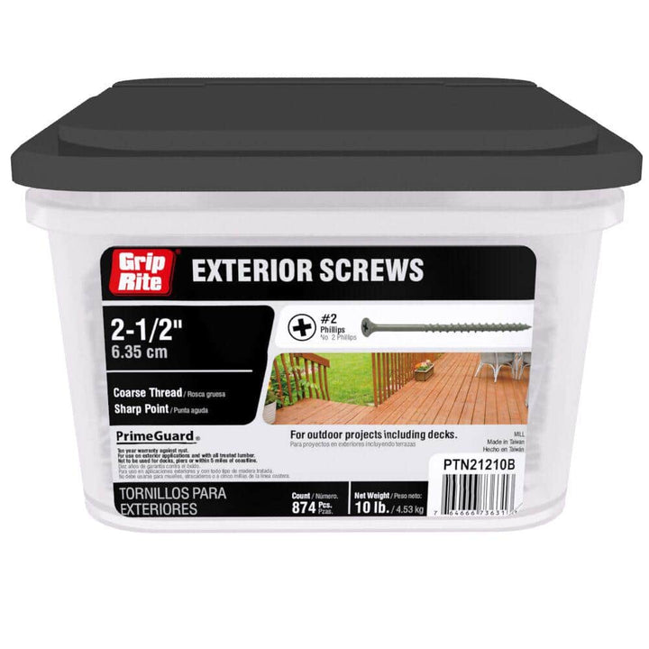 Grip-Rite #8 x 2-1/2 in. #2 Phillips Bugle Head Coarse Thread Coated Exterior Screws 10 lb. Box