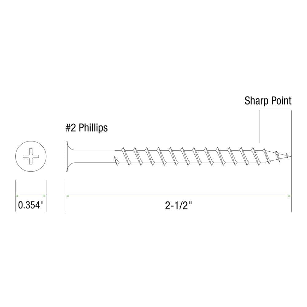 Grip-Rite #9 x 2-1/2 in. #2 Phillips Bugle Head Coarse Thread Sharp Point Coated Exterior Screws 1 lb. Box