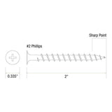 Grip-Rite #8 x 2 in. #2 Phillips Bugle-Head Coarse Thread Sharp Point Polymer-Coated Exterior Screws (1 lb./Pack)