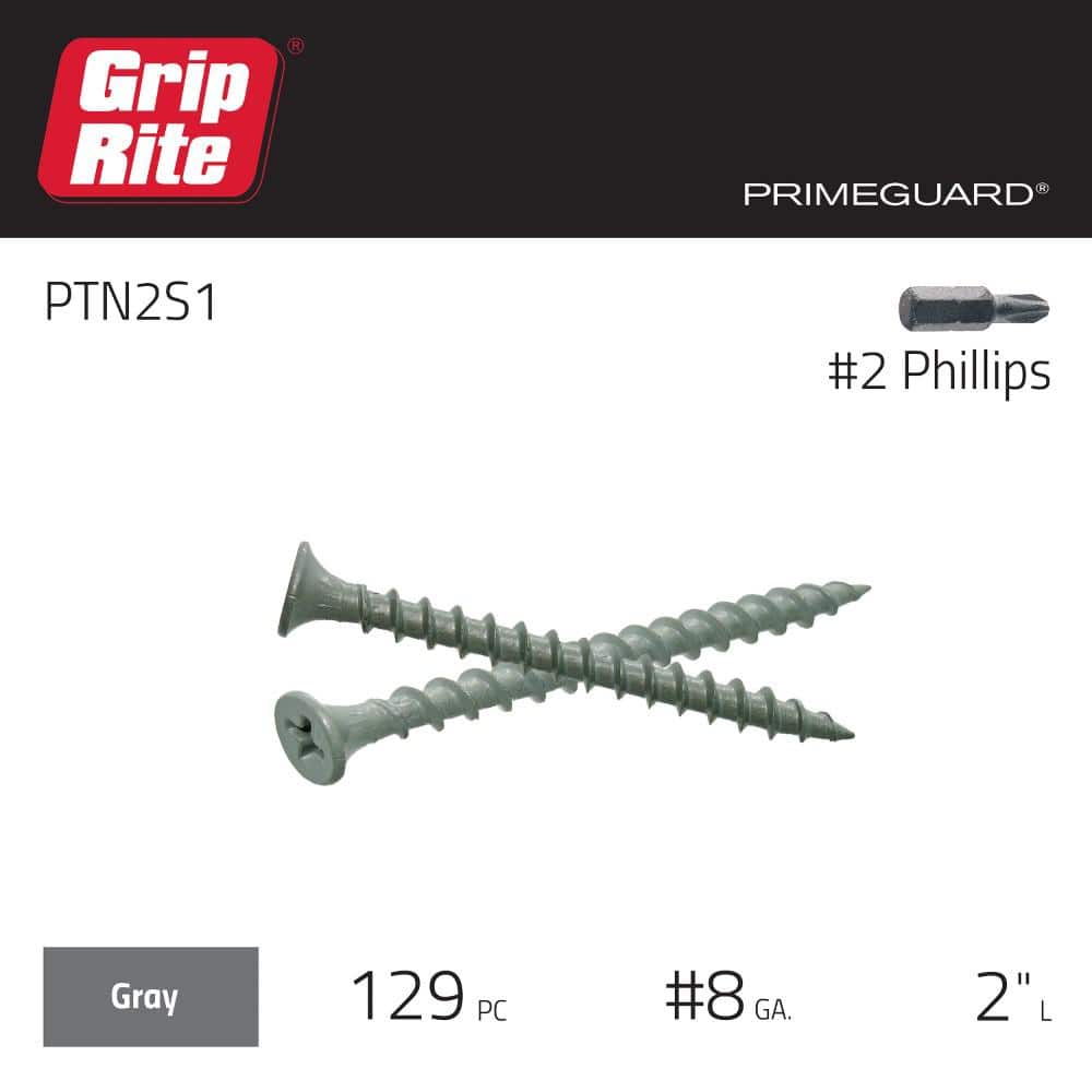 Grip-Rite #8 x 2 in. #2 Phillips Bugle-Head Coarse Thread Sharp Point Polymer-Coated Exterior Screws (1 lb./Pack)