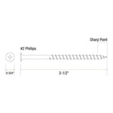 Grip-Rite #10 x 3-1/2 in. #2 Phillips Bugle Head Coarse Thread Sharp Point PrimeGuard Coated Exterior Wood Screws (1 lb. Box, ~53 Count)