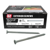 Grip-Rite #10 x 3-1/2 in. #2 Phillips Bugle Head Coarse Thread Sharp Point PrimeGuard Coated Exterior Wood Screws (1 lb. Box, ~53 Count)
