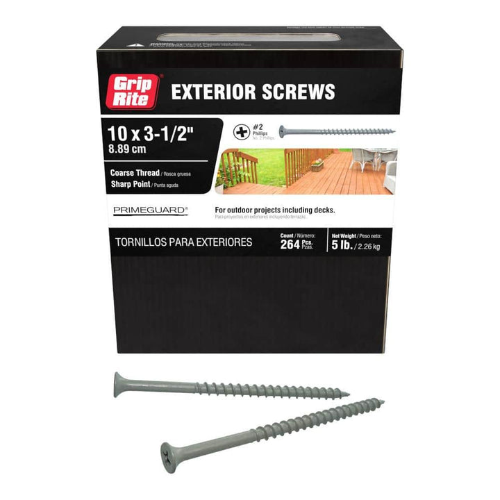 Grip-Rite #10 x 3-1/2 in. #2 Phillips Bugle Head Coarse Thread Coated Exterior Screws 5 lb. Box