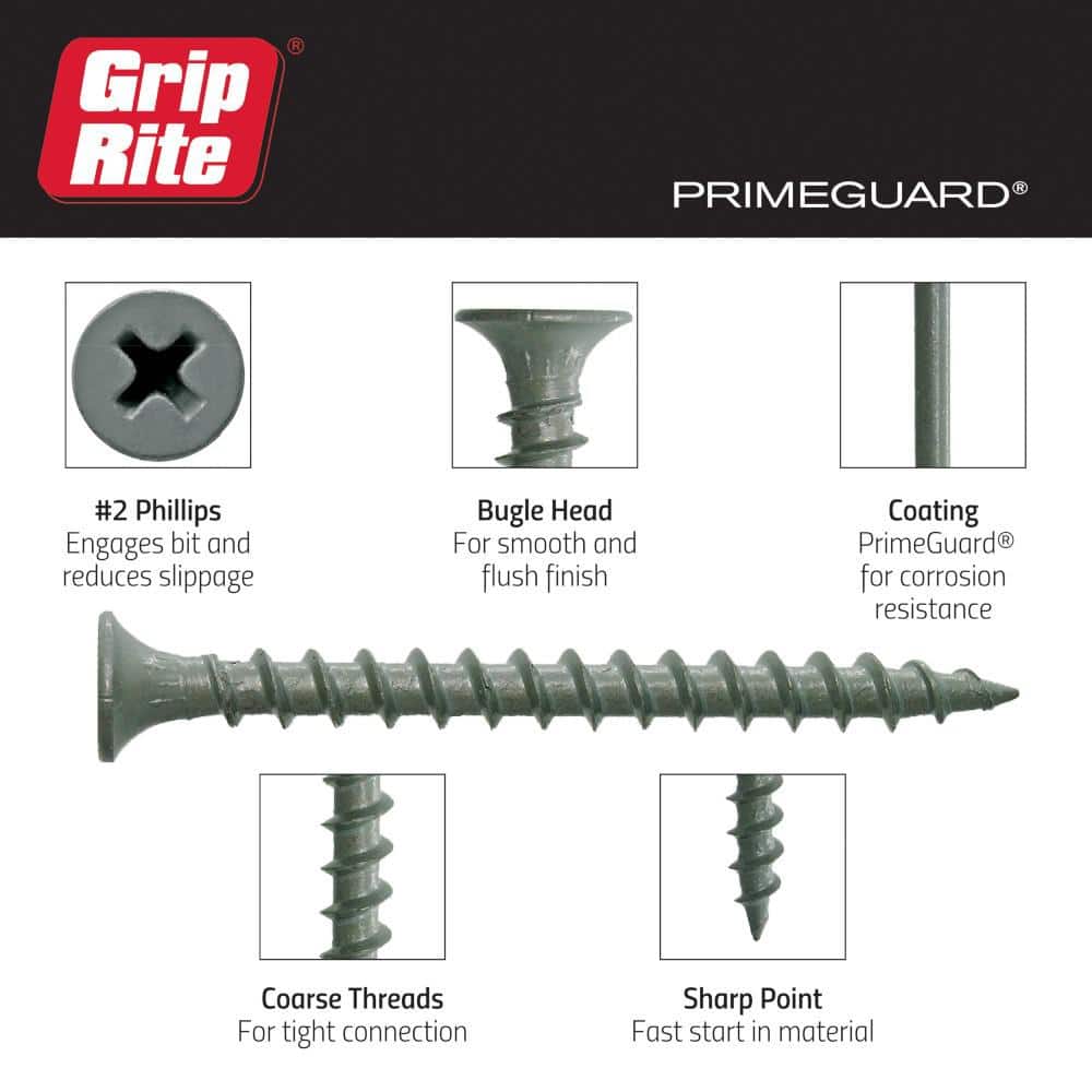 Grip-Rite #9 x 3 in. #2 Phillips Bugle Head Coarse Thread Coated Exterior Screws 25 lb. Box