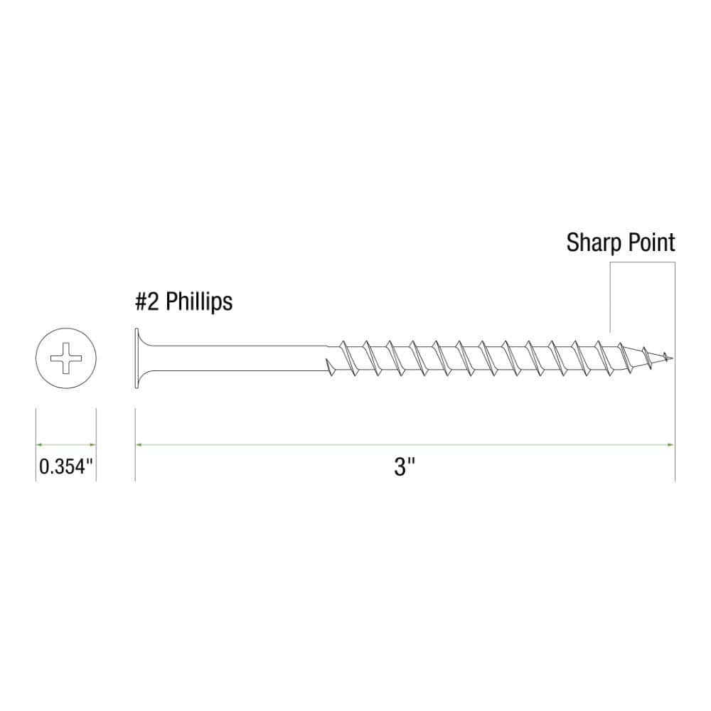Grip-Rite #9 x 3 in. #2 Phillips Bugle Head Coarse Thread Sharp Point Coated Exterior Screw 1 lb. Box