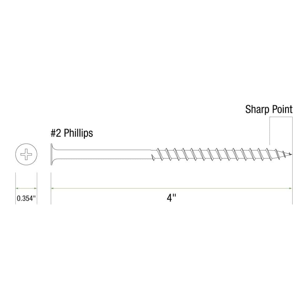 Grip-Rite #10 x 4 in. #2 Phillips Bugle Head Coarse Thread Coated Exterior Screws 1 lb. Box
