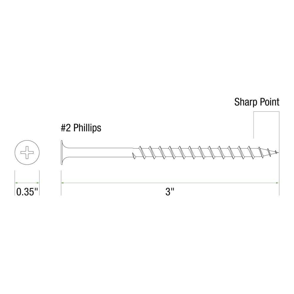 Grip-Rite #8 x 3 in. #2 Phillips Bugle-Head Coarse Thread Sharp Point Drywall Screws (1 lb. Pack)