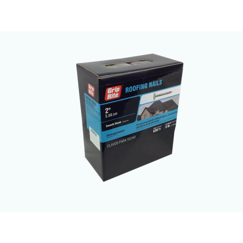 Grip-Rite 2 in. x 11-Gauge Electro-Galvanized Roofing Nails, 5 lb Box