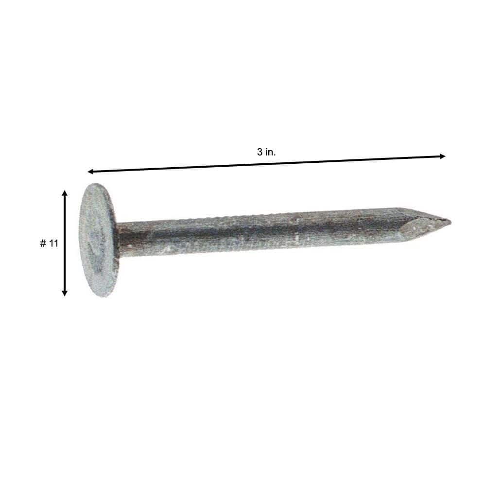 Grip-Rite 3 in. Electro-Galvanized Roofing Nails, Smooth Shank, 5 lb Box