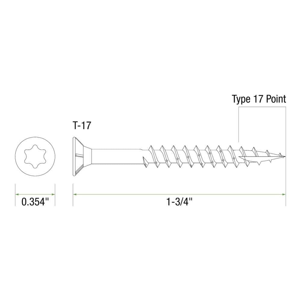 Grip-Rite #8 x 1-3/4 in. Phillips Bugle-Head Construction Screws, Yellow Zinc, 1 lb. Pack