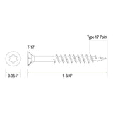 Grip-Rite #8 x 1-3/4 in. Phillips Bugle-Head Construction Screws, Yellow Zinc, 1 lb. Pack