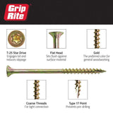 Grip-Rite #8 x 1-3/4 in. Phillips Bugle-Head Construction Screws, Yellow Zinc, 1 lb. Pack