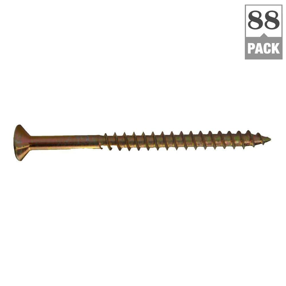 Grip-Rite #8 x 2-1/2 in. Phillips Bugle Head Coarse Thread Wood/Construction Screws, Yellow Zinc, 1 lb. Box (Approx. 88 Count)
