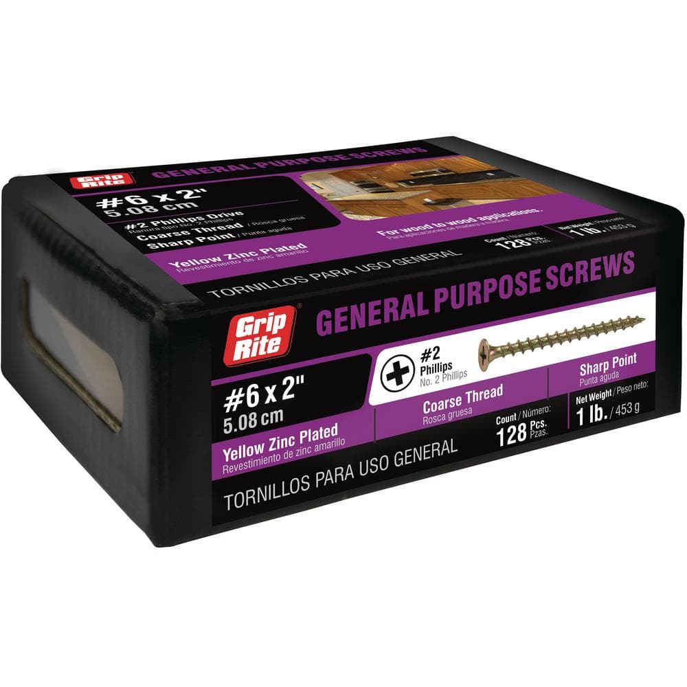 Grip-Rite #6 x 2 in. Phillips Bugle-Head Coarse Thread Gold Screws (1 lb. Pack)