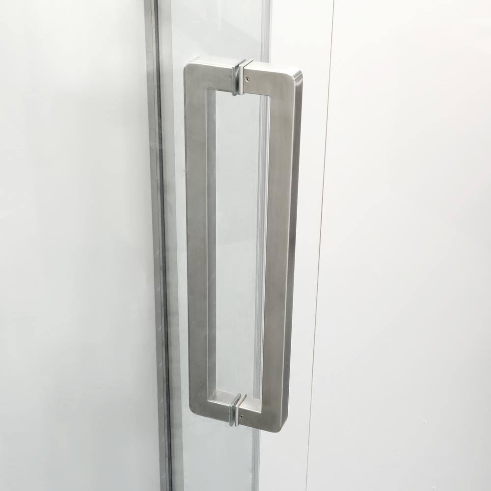 grossag 34.13 in. W x 72 in. H Neo Angle Pivot Semi Frameless Corner Shower Enclosure in Brushed Nickel Finish with Clear Glass