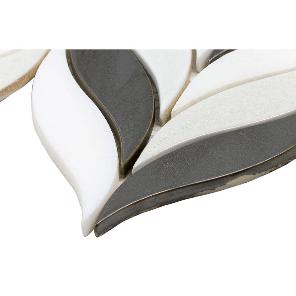 Bond Tile Divine Sprig Gunmetal 11.75 in. x 10.5 in. Marble and Ceramic Mosaic Tile (0.86 Sq. Ft. per Sheet)
