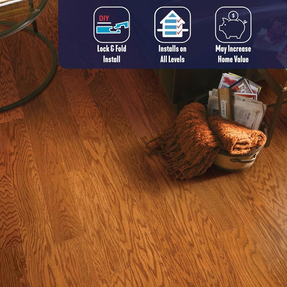Bruce Turlington Gunstock Oak 3/8 in. T x 5 in W Click Lock Smooth Engineered Hardwood Flooring (22 sq.ft./ctn)