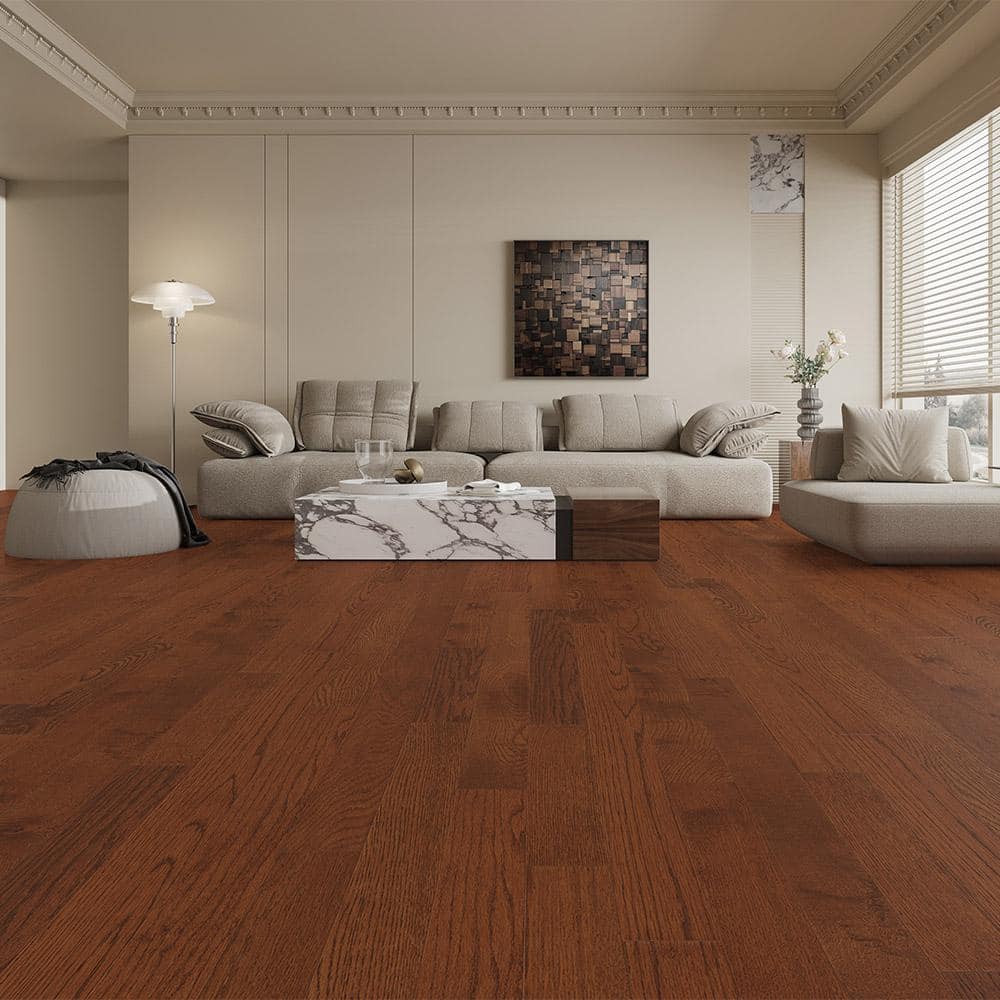 Selkirk Gunstock Oak 3/8 in. T x 3 in. W Tongue and Groove Smooth Engineered Hardwood Flooring (35.34 sq.ft./case)