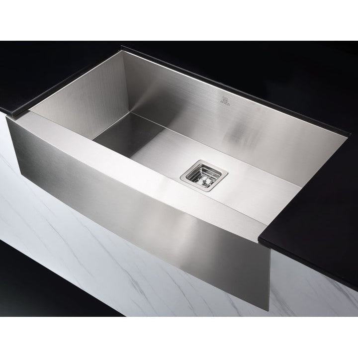 ANZZI Elysian 32.875-in x 20.75-in Satin Stainless Steel Single Bowl Farmhouse/Apron-Front Kitchen Sink All-in-One Kit with Pot Filler Faucet