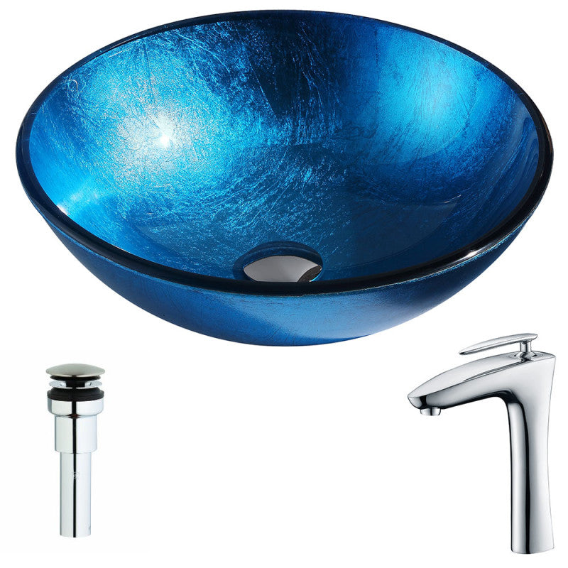 ANZZI Arc Series Deco-Glass Vessel Sink in Lustrous Light Blue