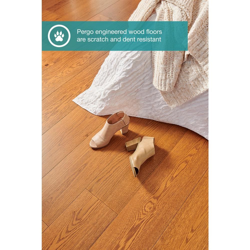 Pergo Defense+ Hales Oak 3/8 in. T x 7.5 in. W Click Lock Distressed Engineered Hardwood Flooring (1104.3 sq.ft./pallet)