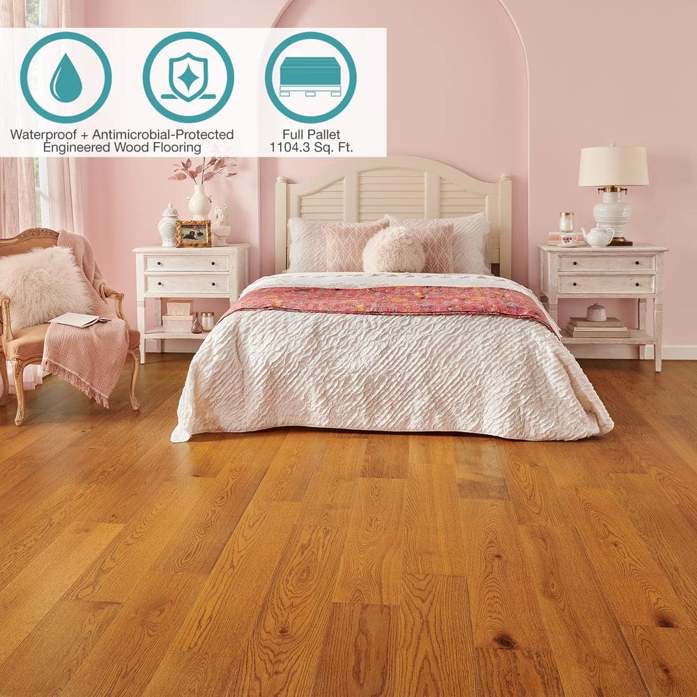 Pergo Defense+ Hales Oak 3/8 in. T x 7.5 in. W Click Lock Distressed Engineered Hardwood Flooring (1104.3 sq.ft./pallet)