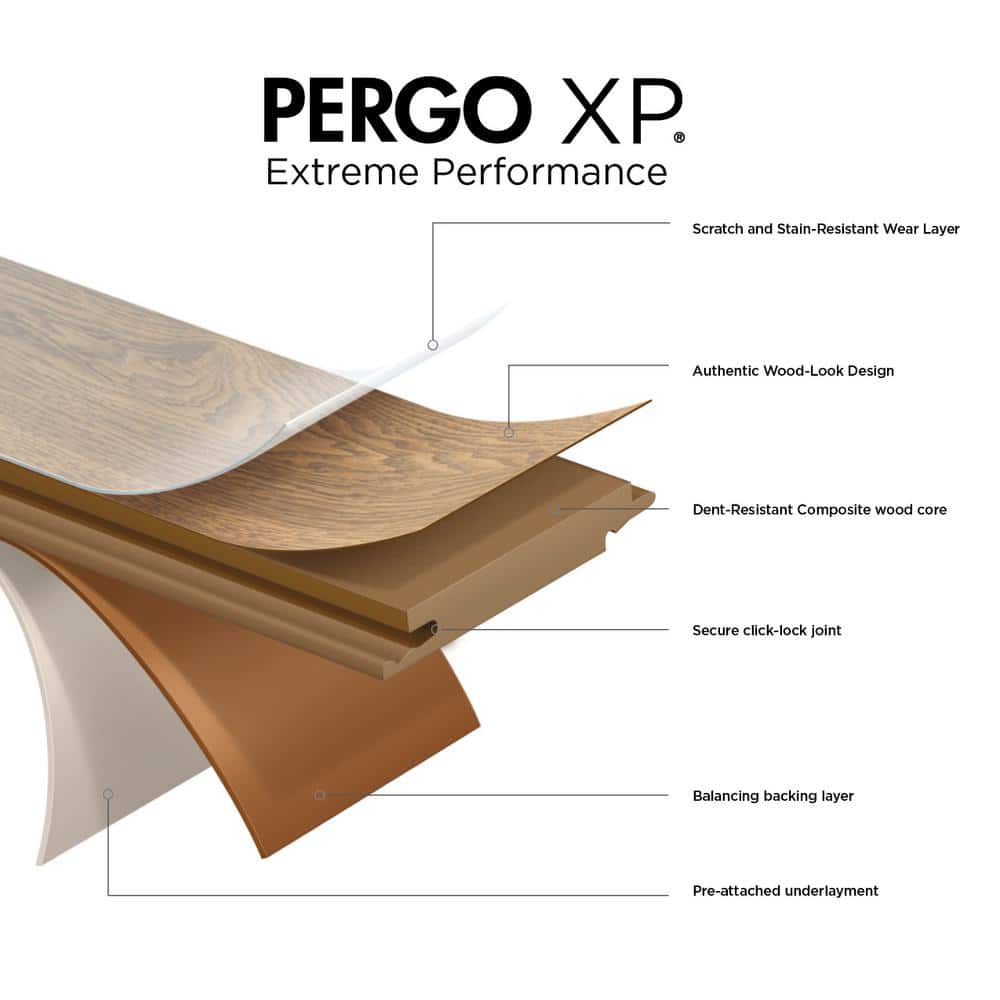 Pergo XP Haley Oak 10 mm T x 7.4 in. W Laminate Wood Flooring (19.63 sqft/case)