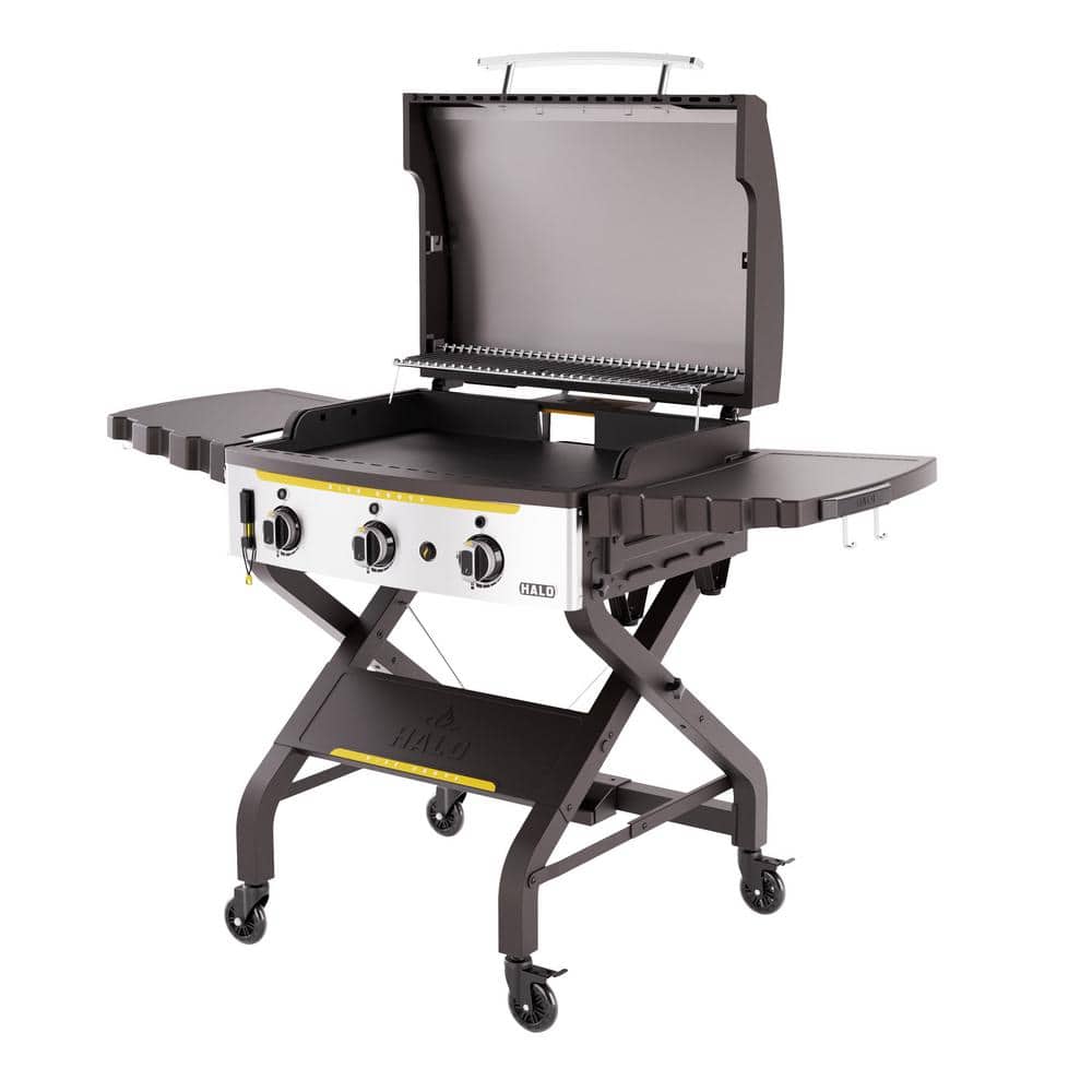 HALO Elite3B 28 in. 3-Burner 6 Zone Outdoor Propane Griddle in Black Flat Top Grill