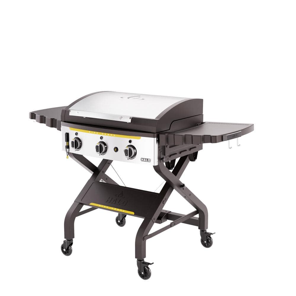 HALO Elite3B 28 in. 3-Burner 6 Zone Outdoor Propane Griddle in Black Flat Top Grill