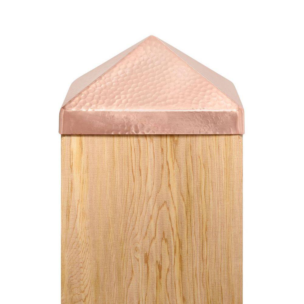 Protectyte 8 in. x 8 in. Hammered Copper Pyramid Slip Over Fence Post Cap