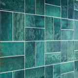 LuxeCraft Arteko 3 in. x 6 in. Glazed Ceramic Handmade Green Subway Tile (12.5 sq. ft./case)