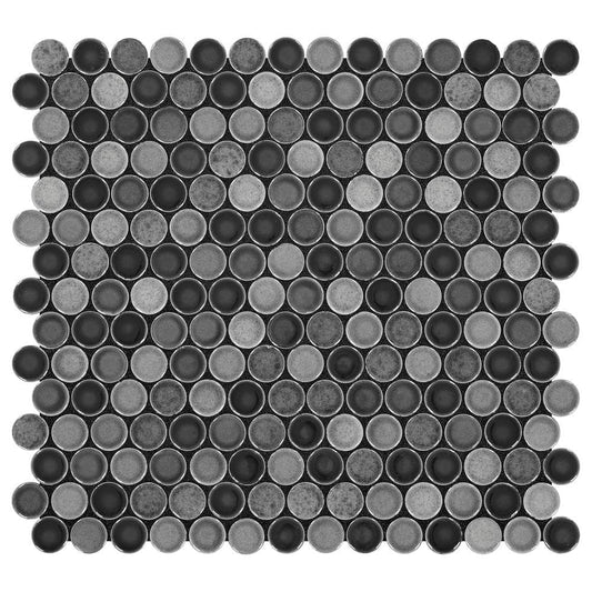 Daltile Decor Accents Hanlon Bee 10 in. x 11 in. x 8 mm Porcelain Penny Round Mosaic Floor and Wall Tile (0.83 sq. ft. / piece)