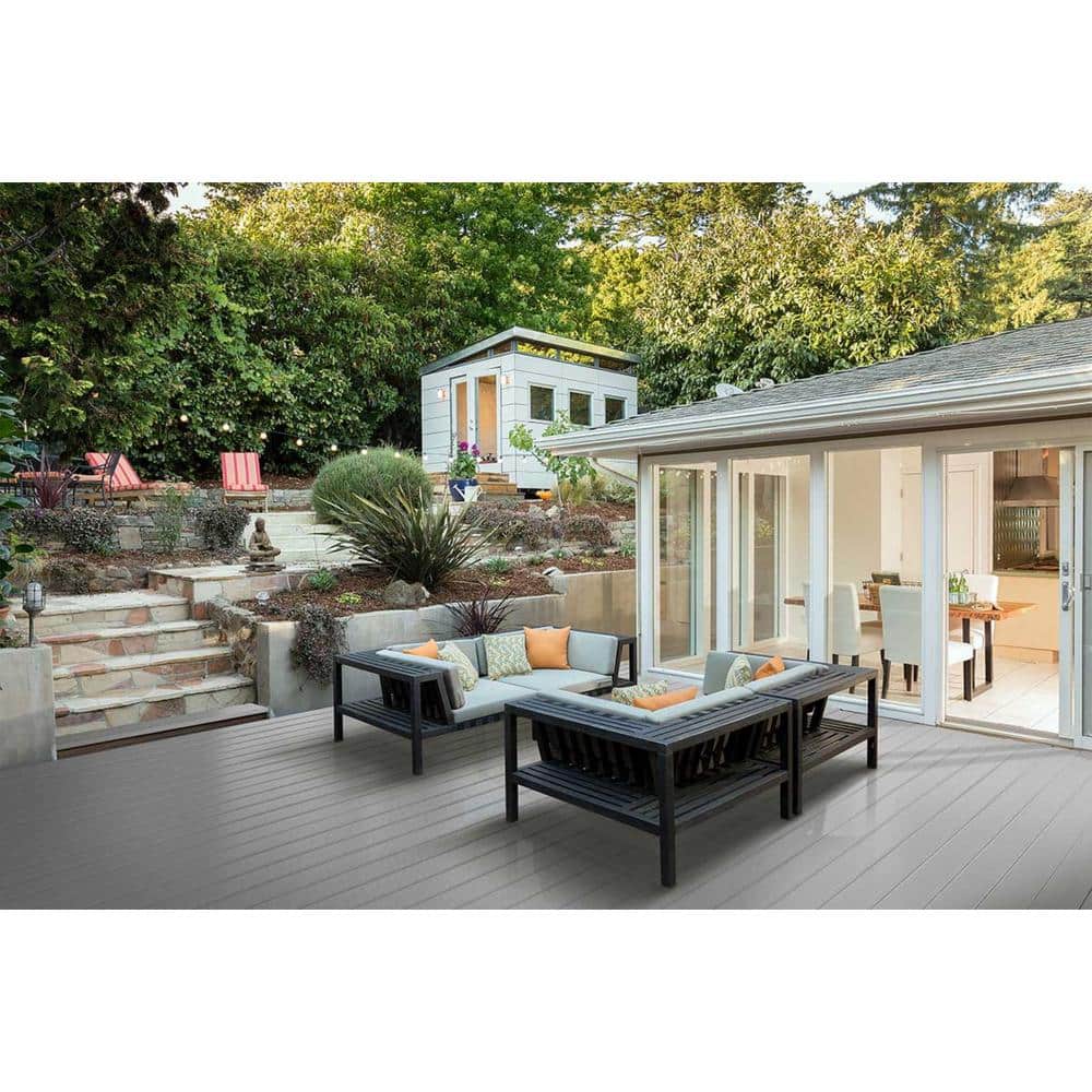 Deck-Top 8 ft. Harbor Grey PVC Decking Board Covers for Composite and Wood Patio Decks (10-Pack)