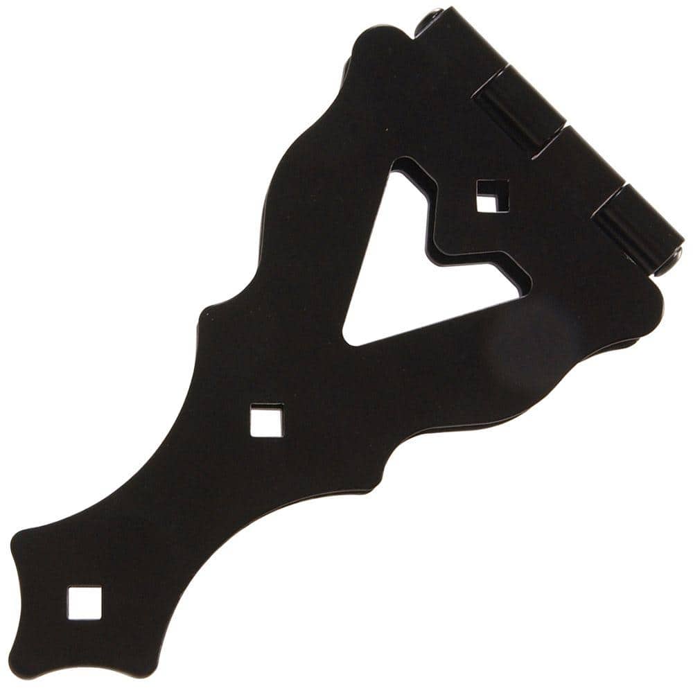 Hardware Essentials 10 in. Black Heavy Duty Ornamental Strap Hinge (4-Pack)
