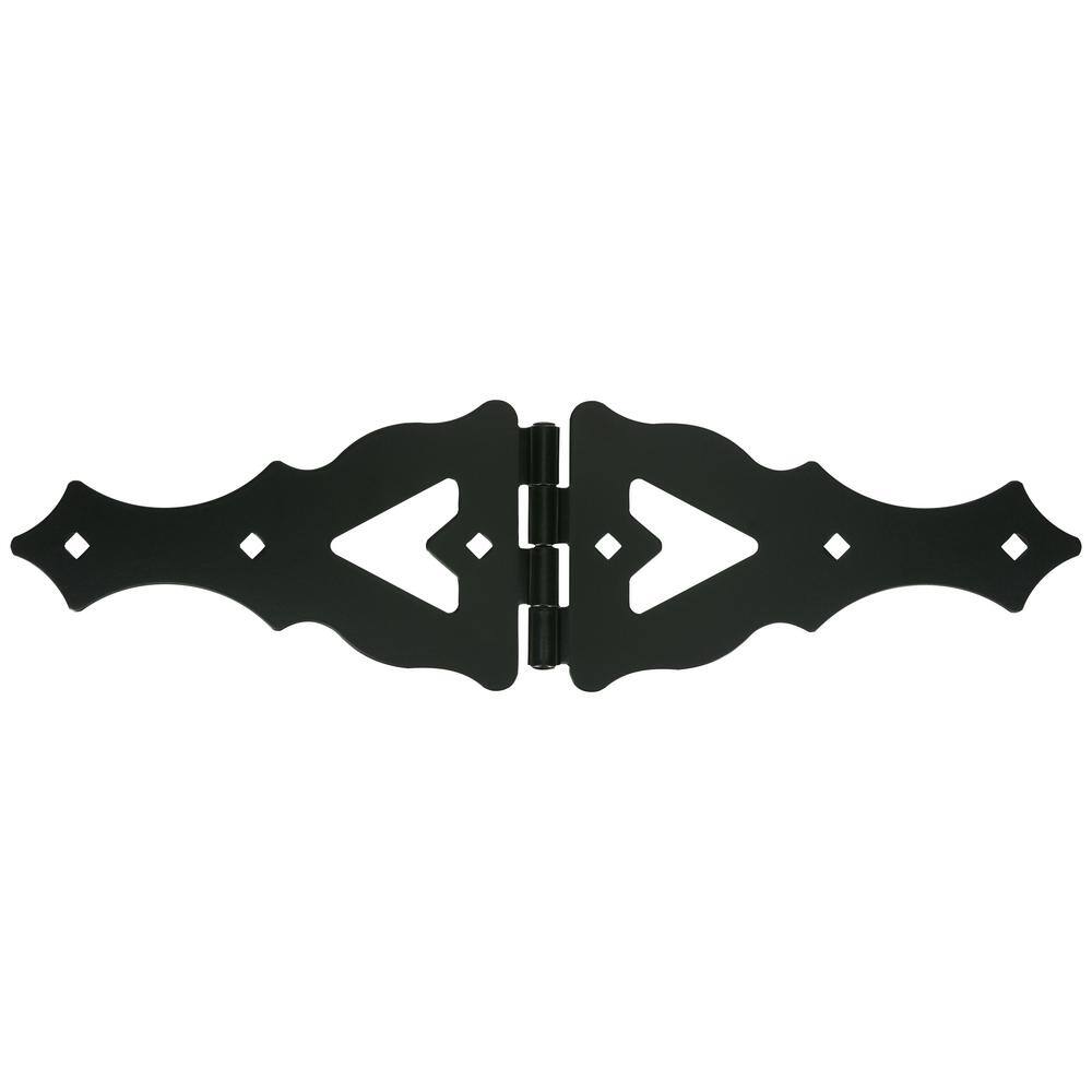 Hardware Essentials 10 in. Black Heavy Duty Ornamental Strap Hinge (4-Pack)