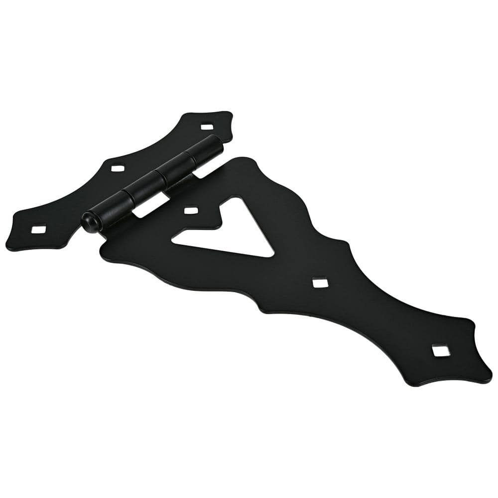 Hardware Essentials 10 in. Black Heavy Duty Ornamental T-Hinge (4-Pack)
