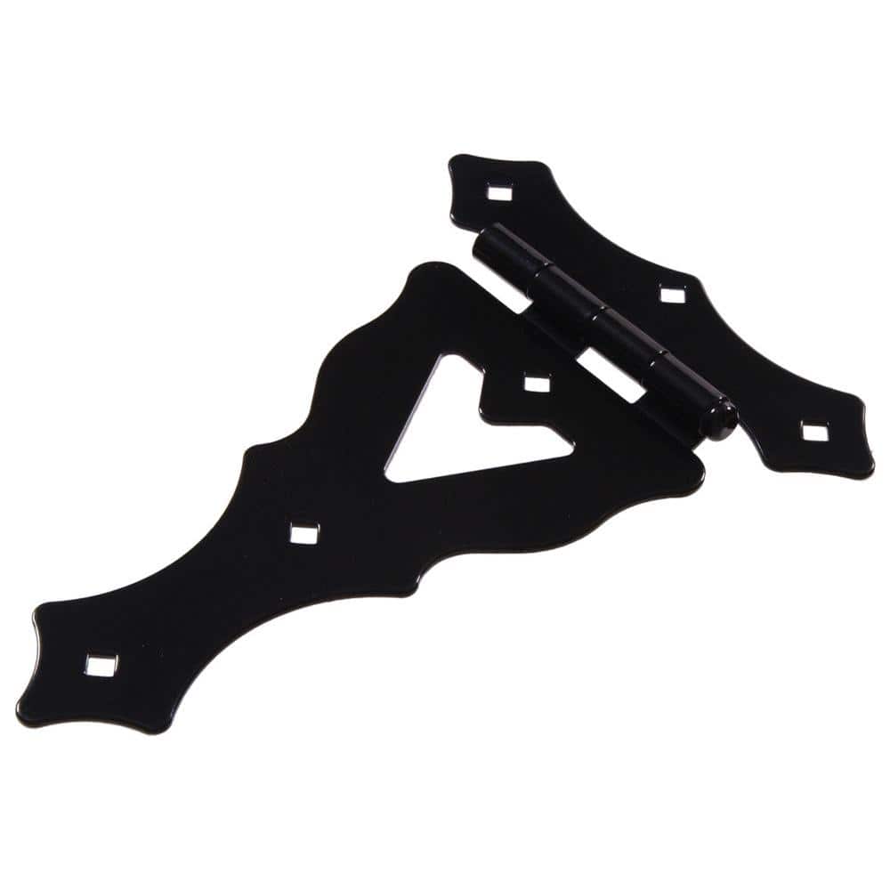 Hardware Essentials 10 in. Black Heavy Duty Ornamental T-Hinge (4-Pack)