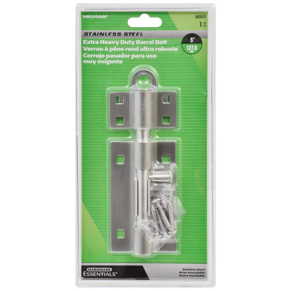 Hardware Essentials 5 in. Stainless Steel Extra Heavy Gate Barrel Bolt