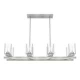 Hunter Hartland 8-Light Linear Chandelier, Brushed Nickel with Seeded Glass Shades