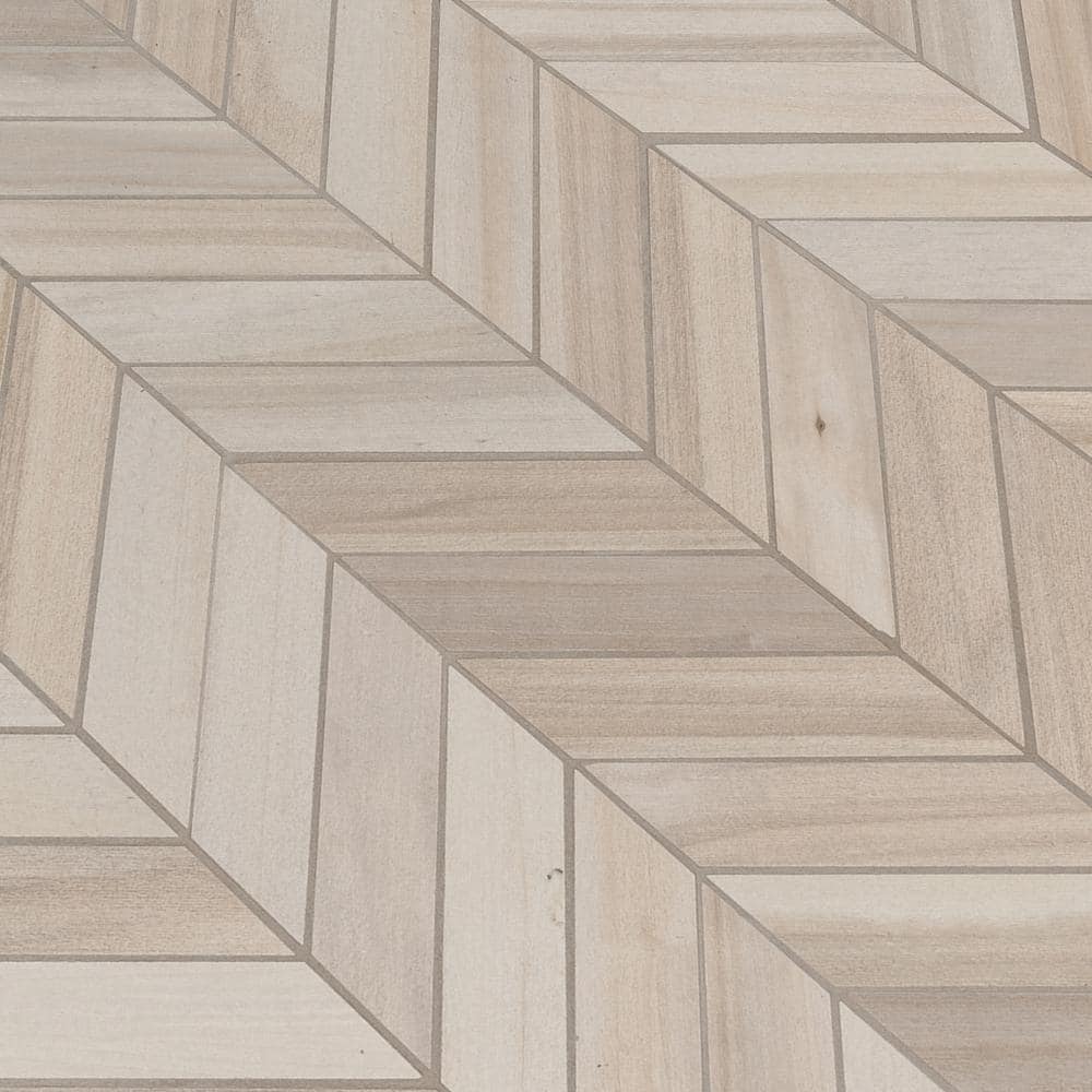 MSI Havenwood Dove Chevron 12 in. x 15 in. Matte Porcelain Mosaic Floor and Wall Tile (10 sq. ft./Case)