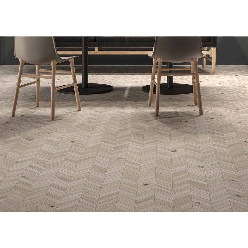 MSI Havenwood Dove Chevron 12 in. x 15 in. Matte Porcelain Mosaic Floor and Wall Tile (10 sq. ft./Case)