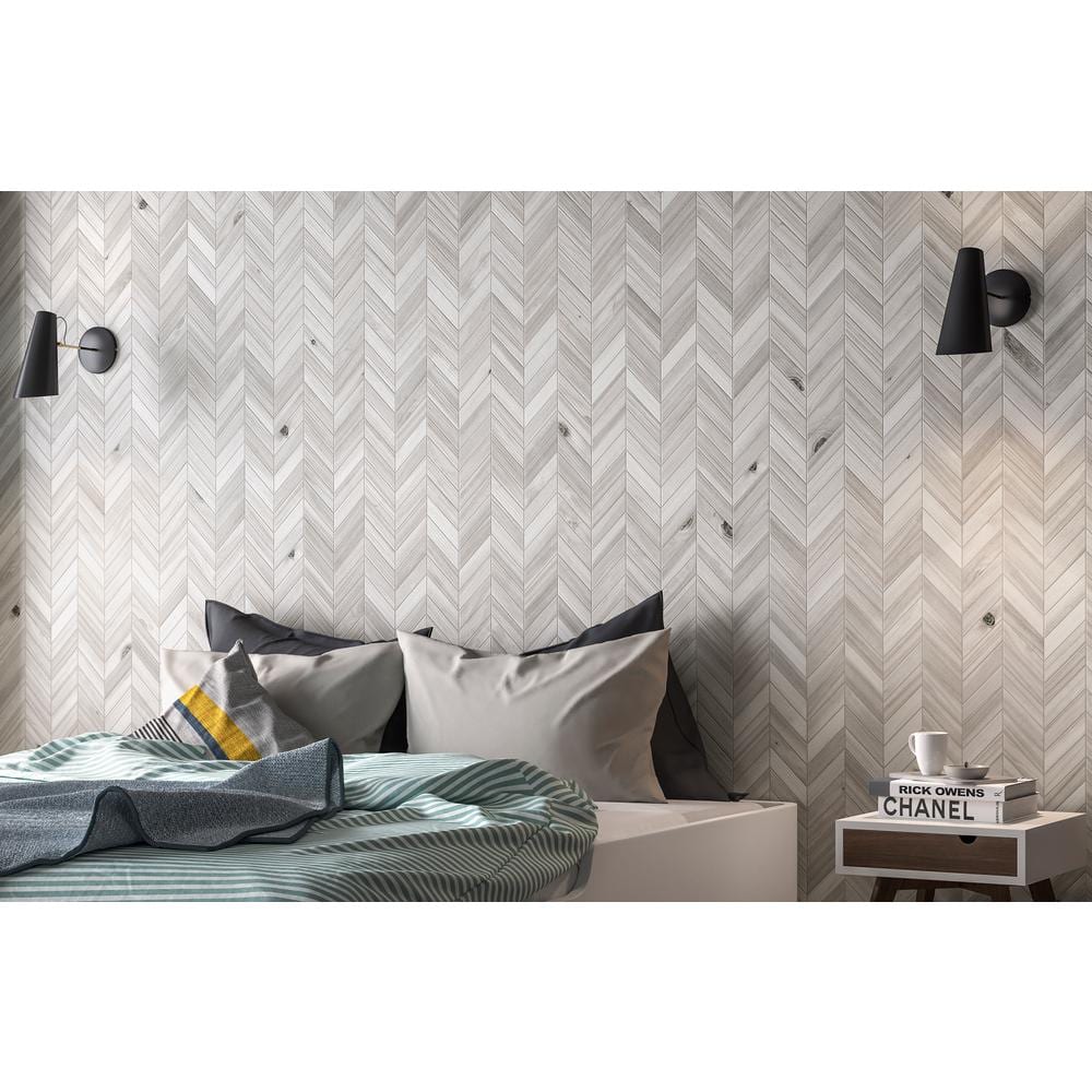 MSI Havenwood Platinum Chevron 12 in. x 15 in. Matte Porcelain Mosaic Floor and Wall Tile (10 sq. ft./Case)