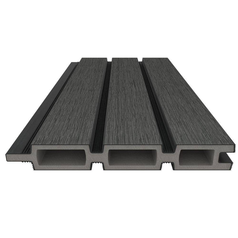 NewTechWood Ultra Easy Fencing 6 ft.Hx6 ft.W Hawaiian Charcoal Wood Plastic Composite Horizontal Fence Panel Section with Gray Frame
