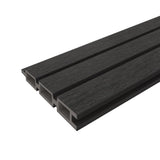 NewTechWood Ultra Easy Fencing 6 ft.Hx6 ft.W Hawaiian Charcoal Wood Plastic Composite Horizontal Fence Panel Section with Gray Frame