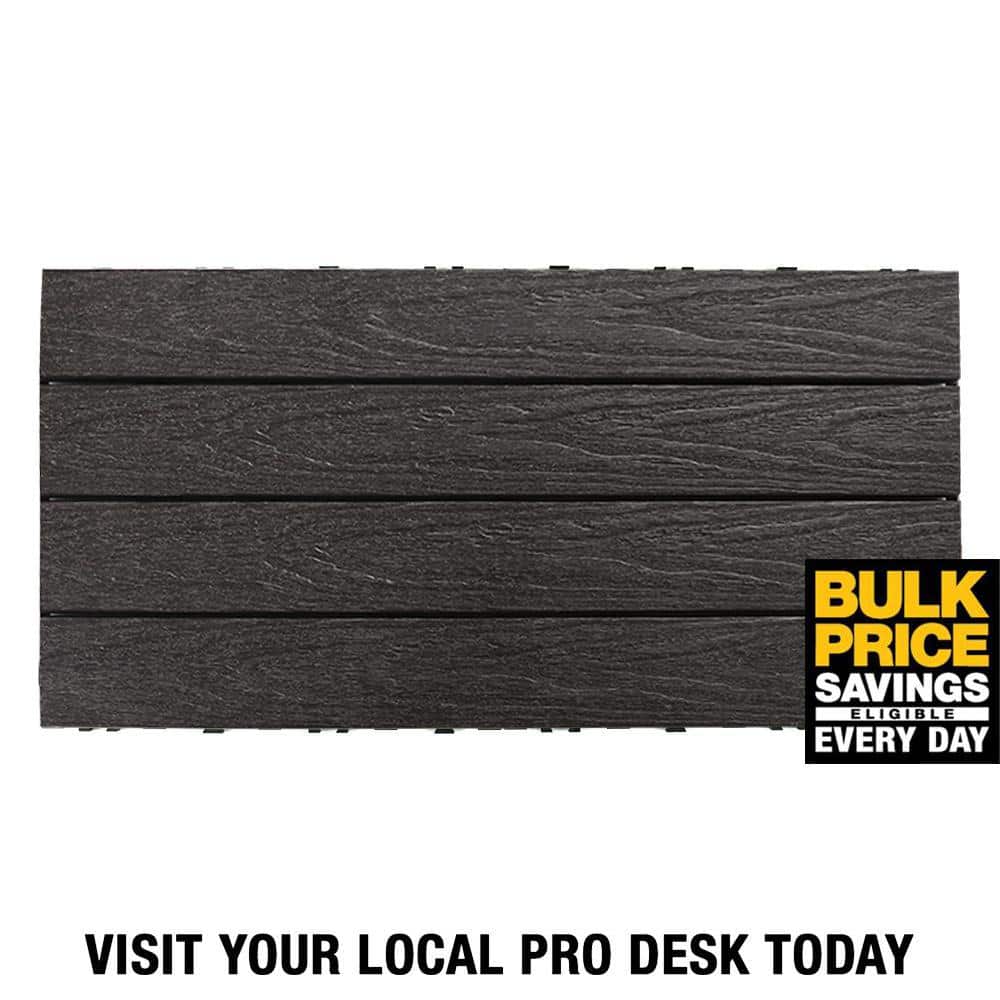 NewTechWood UltraShield Naturale 1 ft. x 2 ft. Quick Deck Outdoor Composite Deck Tile in Hawaiian Charcoal (20 sq. ft. per Box)