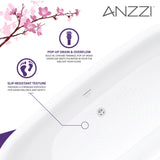 ANZZI Ami 67 in. Acrylic Flatbottom Freestanding Bathtub, Glossy White, Center Drain