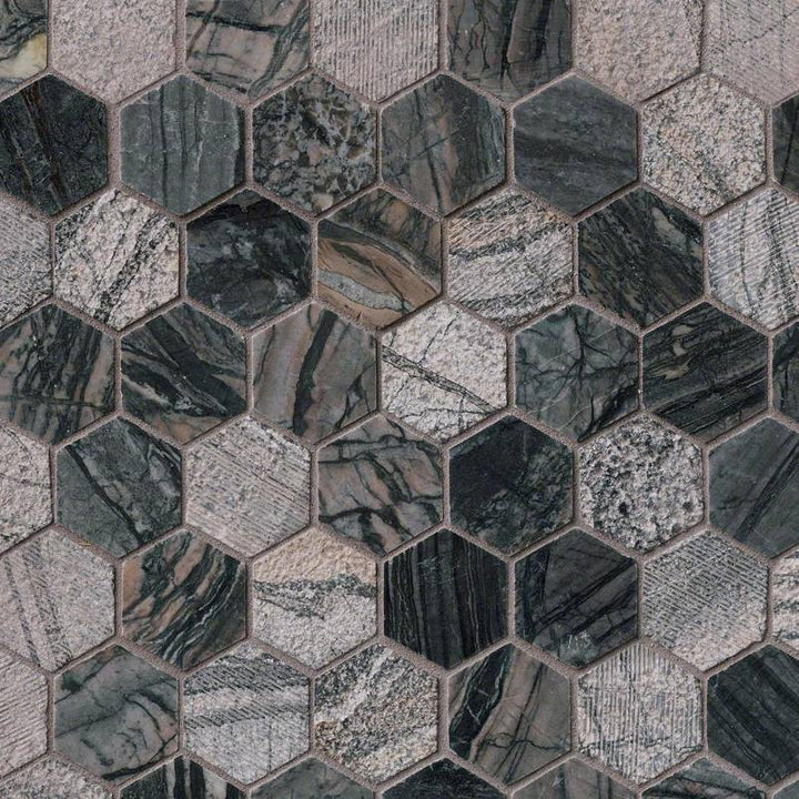 MSI Henley Hexagon 12 in. x 12 in. x 10 mm Textured Marble Mesh-Mounted Mosaic Tile (10 sq. ft. / case)
