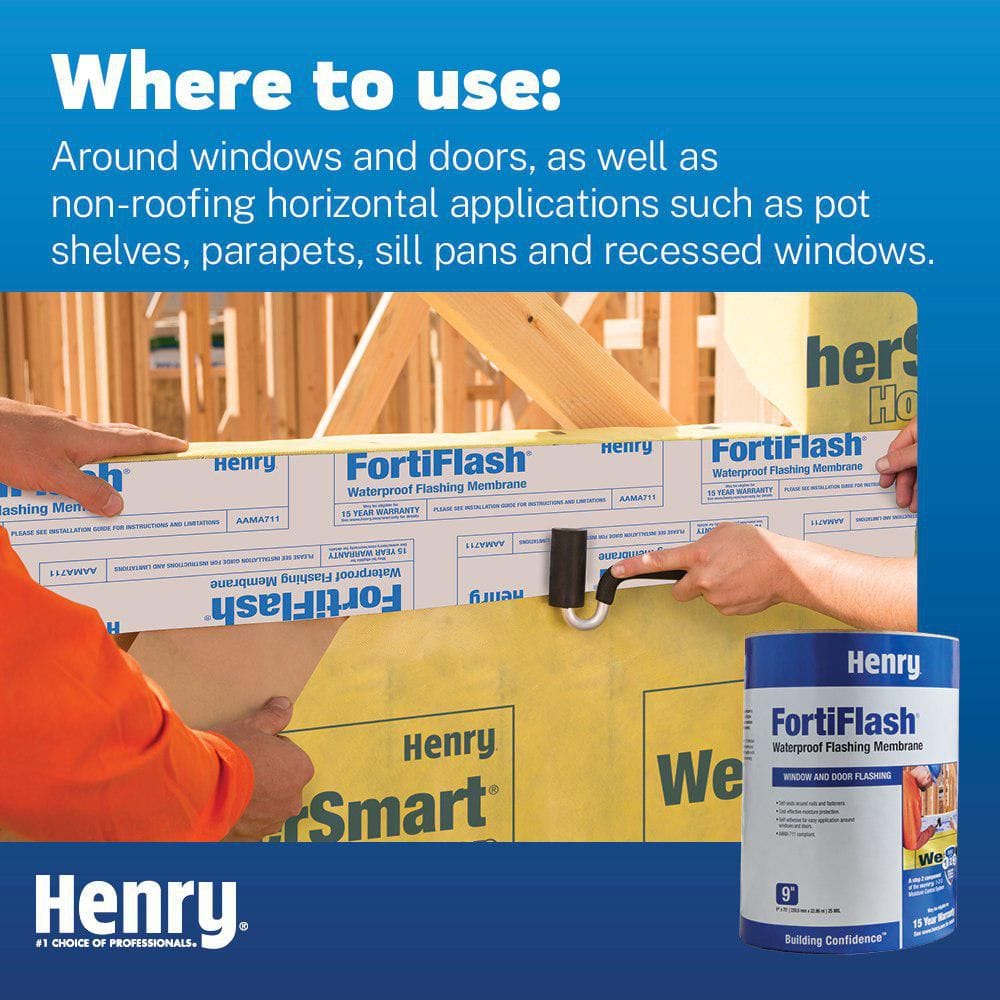 Fortifiber FortiFlash 25 Mil Self-Adhered Waterproof Flashing Membrane Roll, 9 in. x 75 ft.
